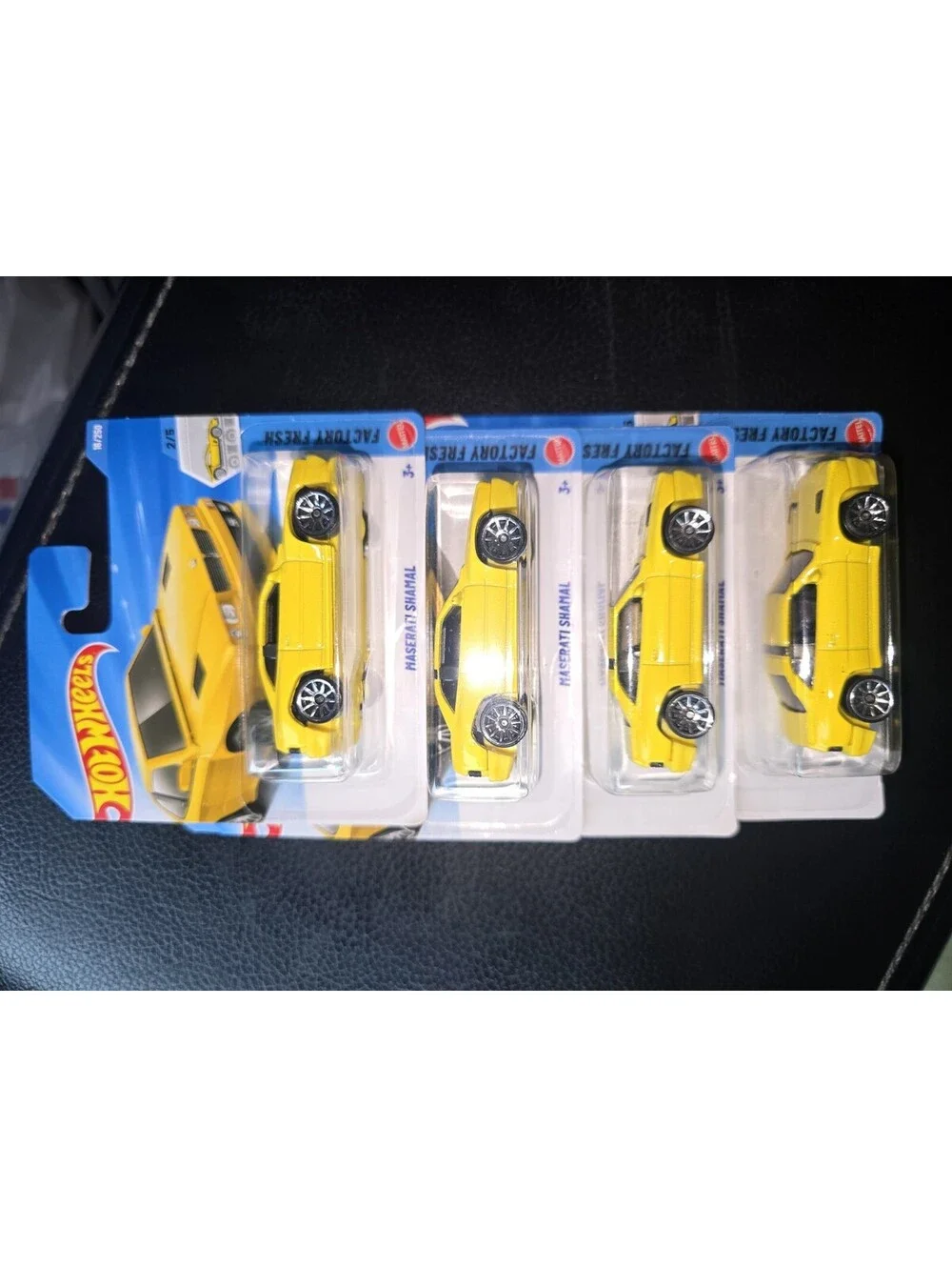 Hot Wheels Maserati Shamal Yellow Factory Fresh Lot of 4 2 Short + 2 Long Cards